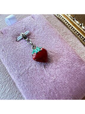 Strawberry Charm Pendant With Stainless Steel Lobster Clasp Waterproof